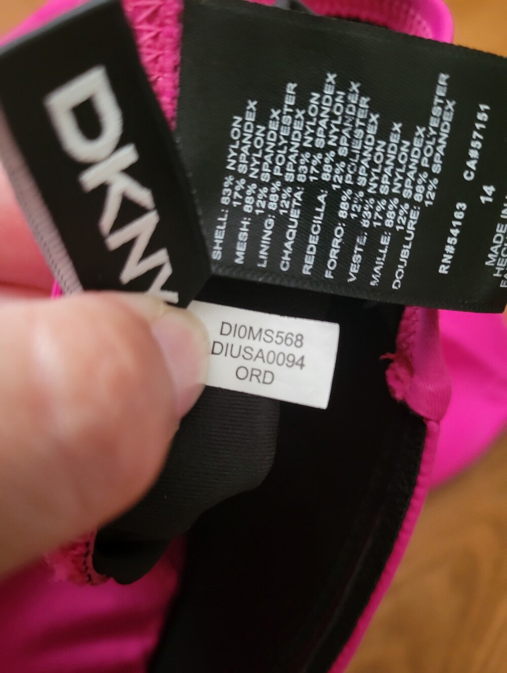 DKNY Hot Pink Liquid Pleated Bandeau Tummy Control One Piece Swimsuit Size 14 - Picture 10 of 15